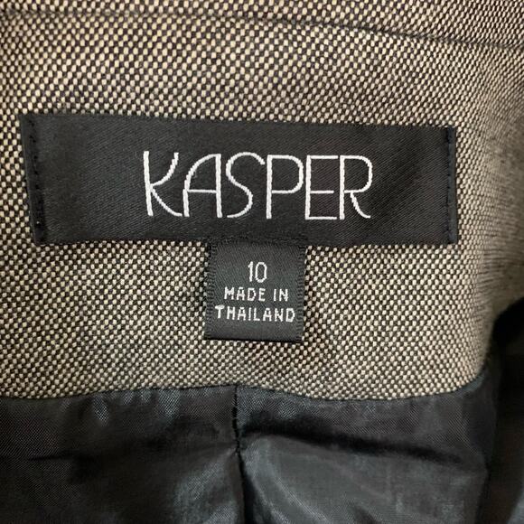 Kasper Size 10 Women's Blazer Jacket Gray with Black Trim Career Work - Picture 12 of 13